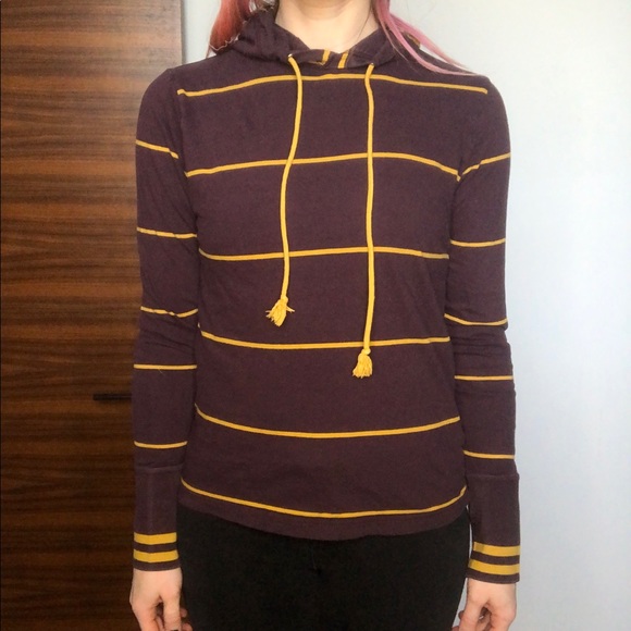 Maroon and Gold Striped Hooded Tee - Picture 4 of 8